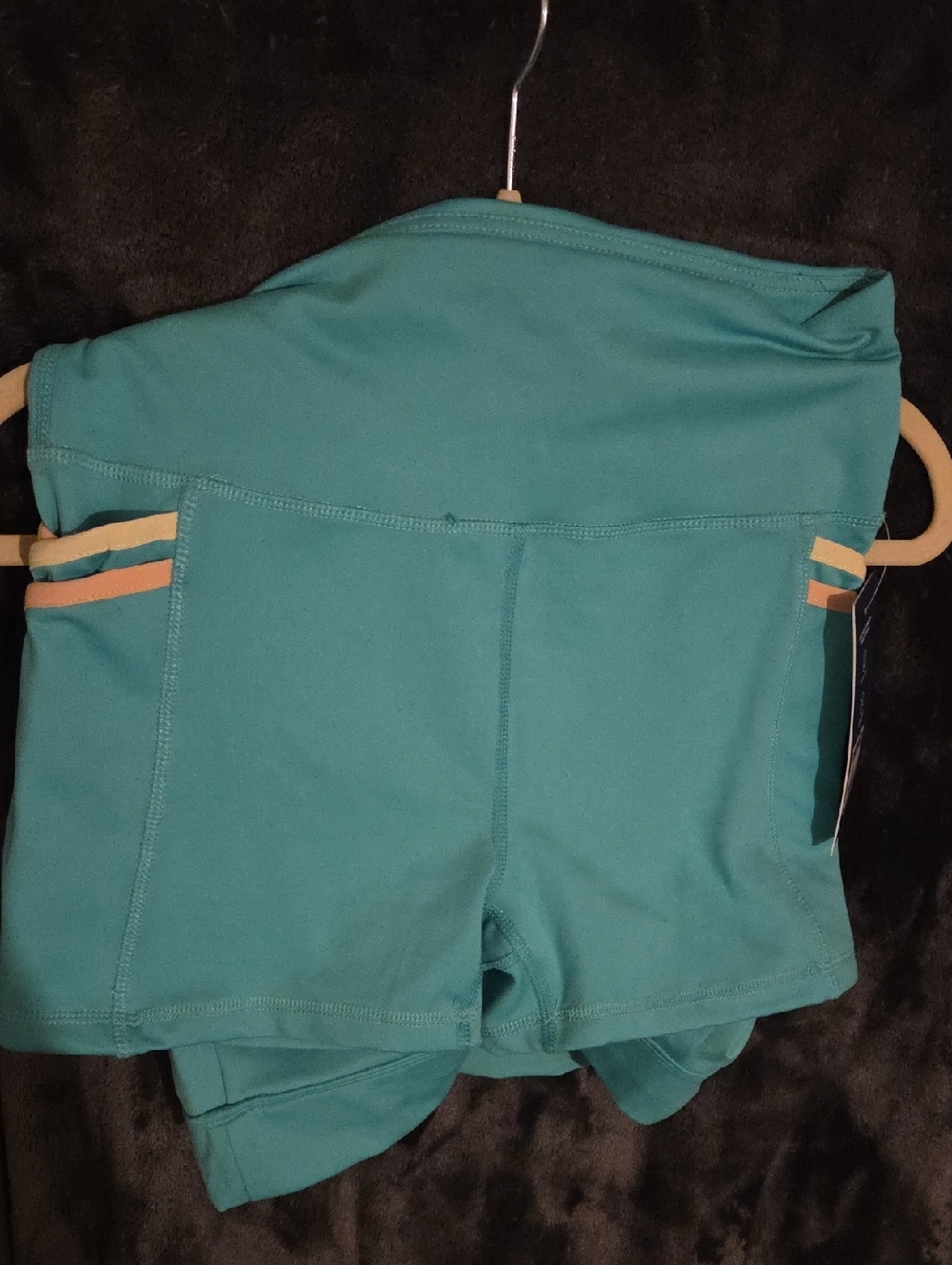 Marika Teal Bike Shorts with Peach Accent